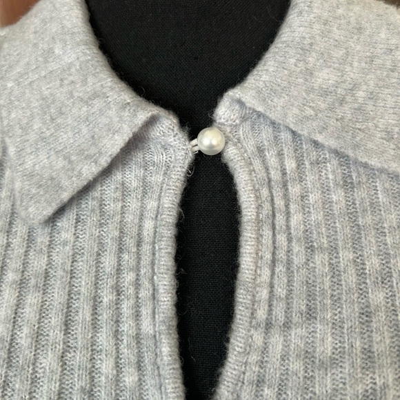 Gray Ribbed Short Sleeve Cardigan - Picture 2 of 6